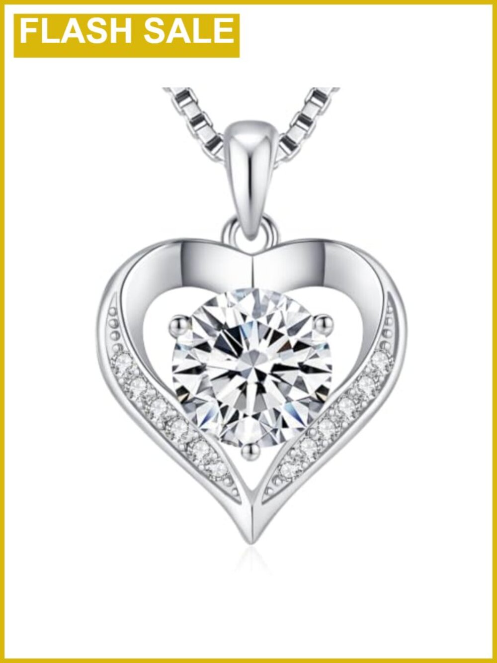Moissanite Heart Necklace 925 Sterling Silver 20 Inch